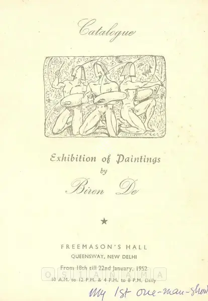 De, Biren (Artist). Exhibition of Paintings by Biren De, 1952 | Solo Exhibition Catalogue | 00882212