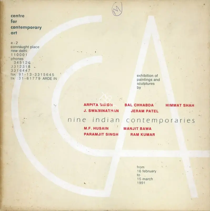Centre for Contemporary Art (Organiser). Exhibition of Paintings and Sculptures by Nine Indian Contemporaries, 1991 | Group Exhibition Catalogue | 00883605