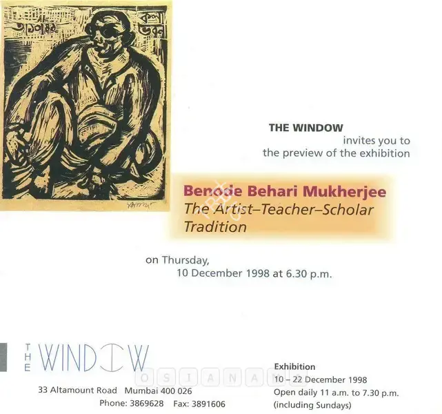 Mukherjee, Benode Behari (Artist). Benode Behari Mukherjee, 1998 | Solo Exhibition Invitation | 00859355