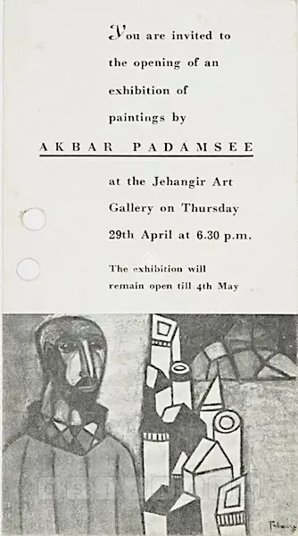 Padamsee, Akbar (Artist). Akbar Padamsee, 1954 | Solo Exhibition Invitation | 00859387