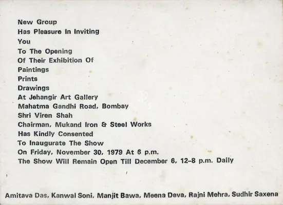 New Group (Organiser). Exhibition of Paintings, Prints and Drawings, 1979 | Group Exhibition Invitation | 00858800