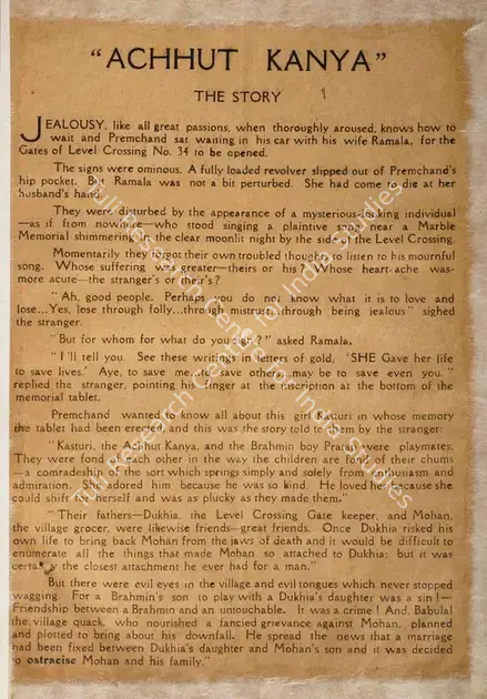 Rai, Himanshu (Producer), Achhut Kanya, 1936 | Song-Synopsis Booklet | CinemaEducation | 00862811