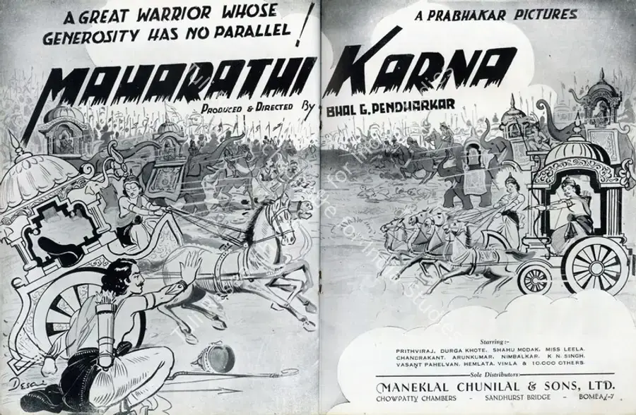 Pendharkar, Bhal G. (Director), Maharathi Karna, 1944 | Advertisement, Filmindia, January 1944 | CinemaEducation | 00858587