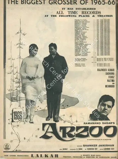 Sagar, Ramanand (Producer), Arzoo, 1965 | Advertisement, Filmfare, 21 January 1966 | CinemaEducation | 00791346
