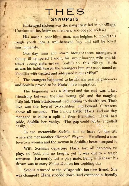 Sharma, Kidar (Director), Thes, 1949 | Song-Synopsis Booklet | CinemaEducation | 00780766