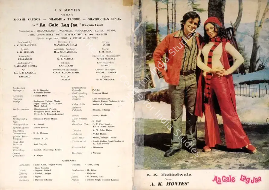 Nadiadwala, A.K. (Producer), Aa Gale Lag Jaa, 1973 | Song-Synopsis Booklet | CinemaEducation | 00862627