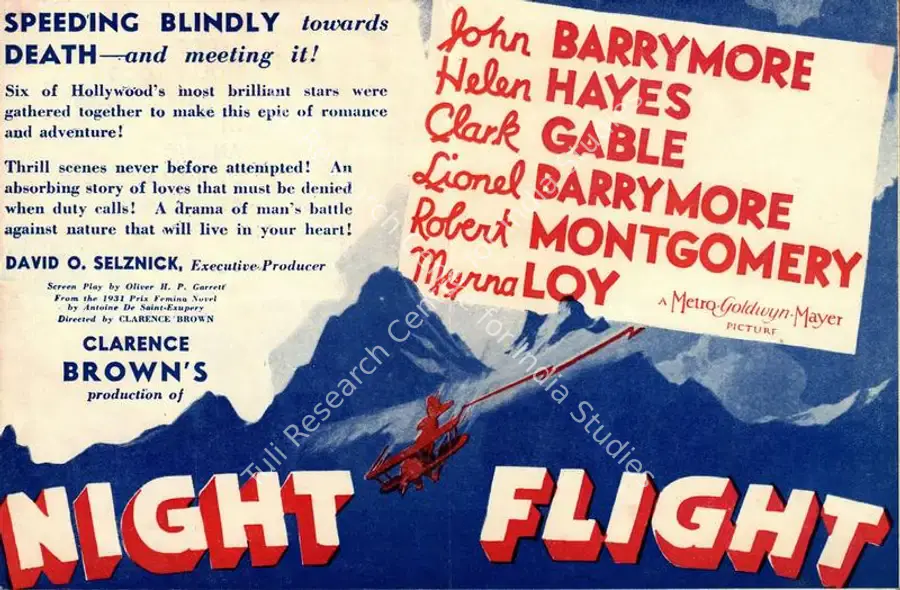 Brown, Clarence (Producer), Night Flight, 1933 | Handbill | CinemaEducation | 00760987