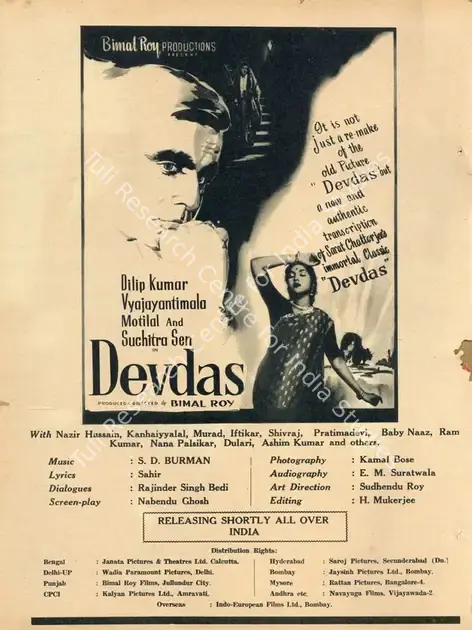 Roy, Bimal (Producer), Devdas, 1955 | Advertisement, Filmfare, 25 November 1955 | CinemaEducation | 00791172