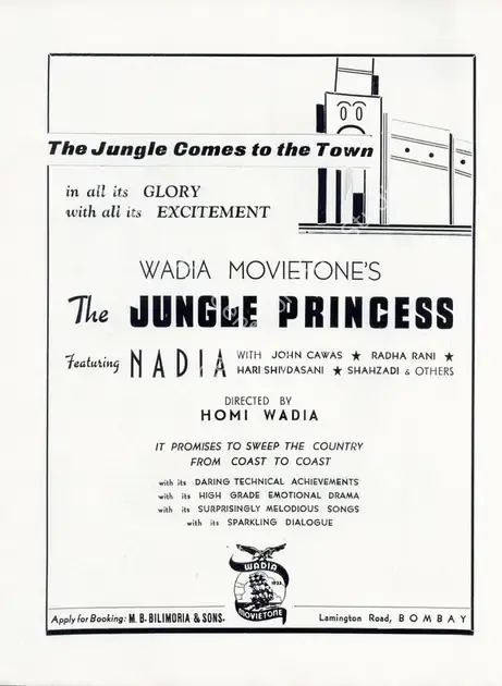 Wadia, Homi (Director), Jungle Princess, 1942 | Advertisement, Filmindia, February 1942 | CinemaEducation | 00858436