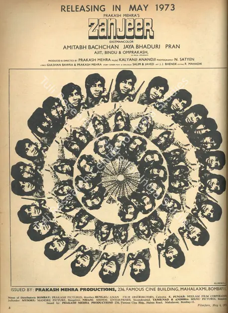 Mehra, Prakash (Producer), Zanjeer, 1973 | Advertisement, Filmfare, 04 May 1973 | CinemaEducation | 00791532