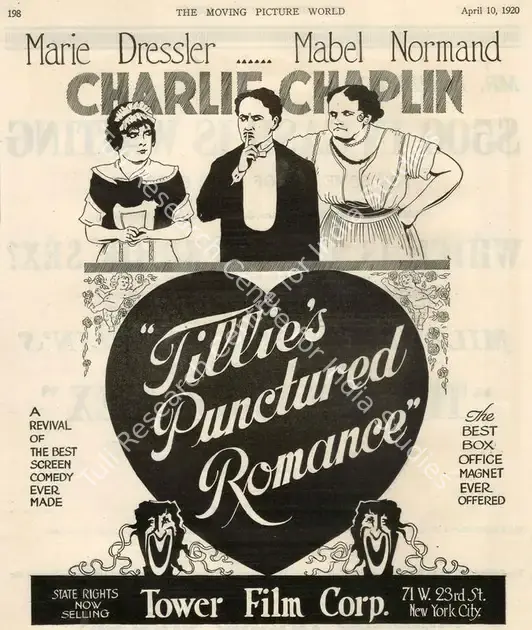 Sennett, Mack (Director), Tillie's Punctured Romance, 1914 | Film Advertisement | CinemaEducation | 00795047