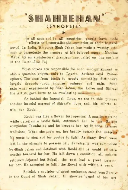 Kardar, A.R. (Producer), Shahjehan, 1946 | Song-Synopsis Booklet | CinemaEducation | 00780146