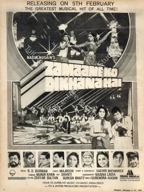 Husain, Nasir (Producer), Zamaane Ko Dikhana Hai, 1981 | Advertisement, Filmfare, 01 February 1982 | CinemaEducation | 00791618