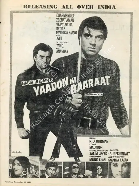 Husain, Nasir (Producer), Yaadon Ki Baaraat, 1973 | Advertisement, Filmfare, 16 November 1973 | CinemaEducation | 00791543