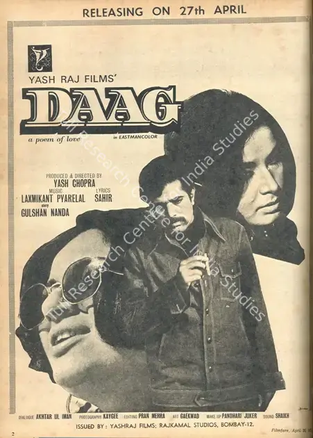 Chopra, Yash (Producer), Daag, 1973 | Advertisement, Filmfare, 20 April 1973 | CinemaEducation | 00791529