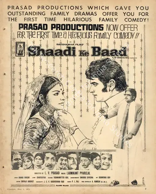 Prasad, L.V. (Producer), Shaadi Ke Baad, 1972 | Advertisement, Filmfare, 05 May 1972 | CinemaEducation | 00791492