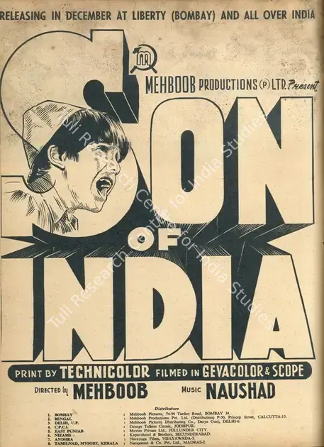 Mehboob (Producer), Son Of India, 1962 | Advertisement, Filmfare, 14 December 1962 | CinemaEducation | 00791317