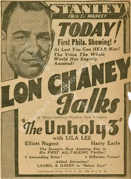 Thalberg, Irving (Producer), The Unholy Three, 1930 | Film Advertisement | CinemaEducation | 00795129