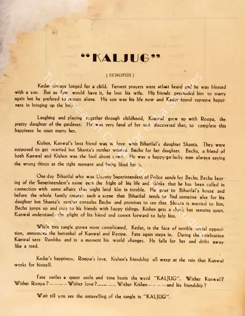 Nazir (Director), Kaljug, 1942 | Song-Synopsis Booklet | CinemaEducation | 00865306