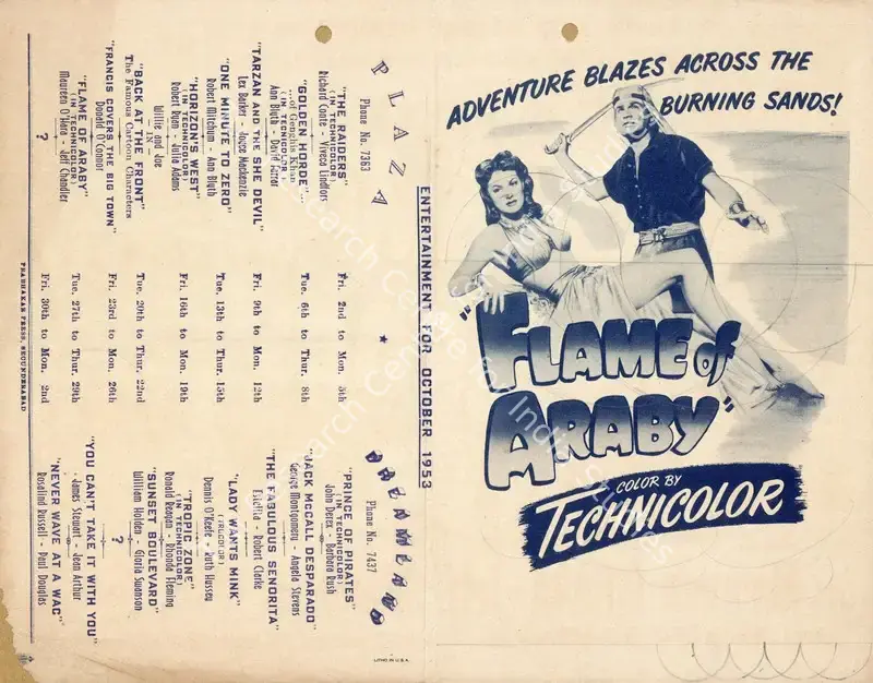 Lamont, Charles (Director), Flame of Araby, 1951 | Handbill | CinemaEducation | 00894279