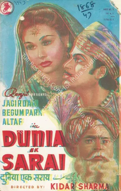 Sharma, Kidar (Director), Duniya Ek Sarai, 1946 | Song-Synopsis Booklet | CinemaEducation | 00781712